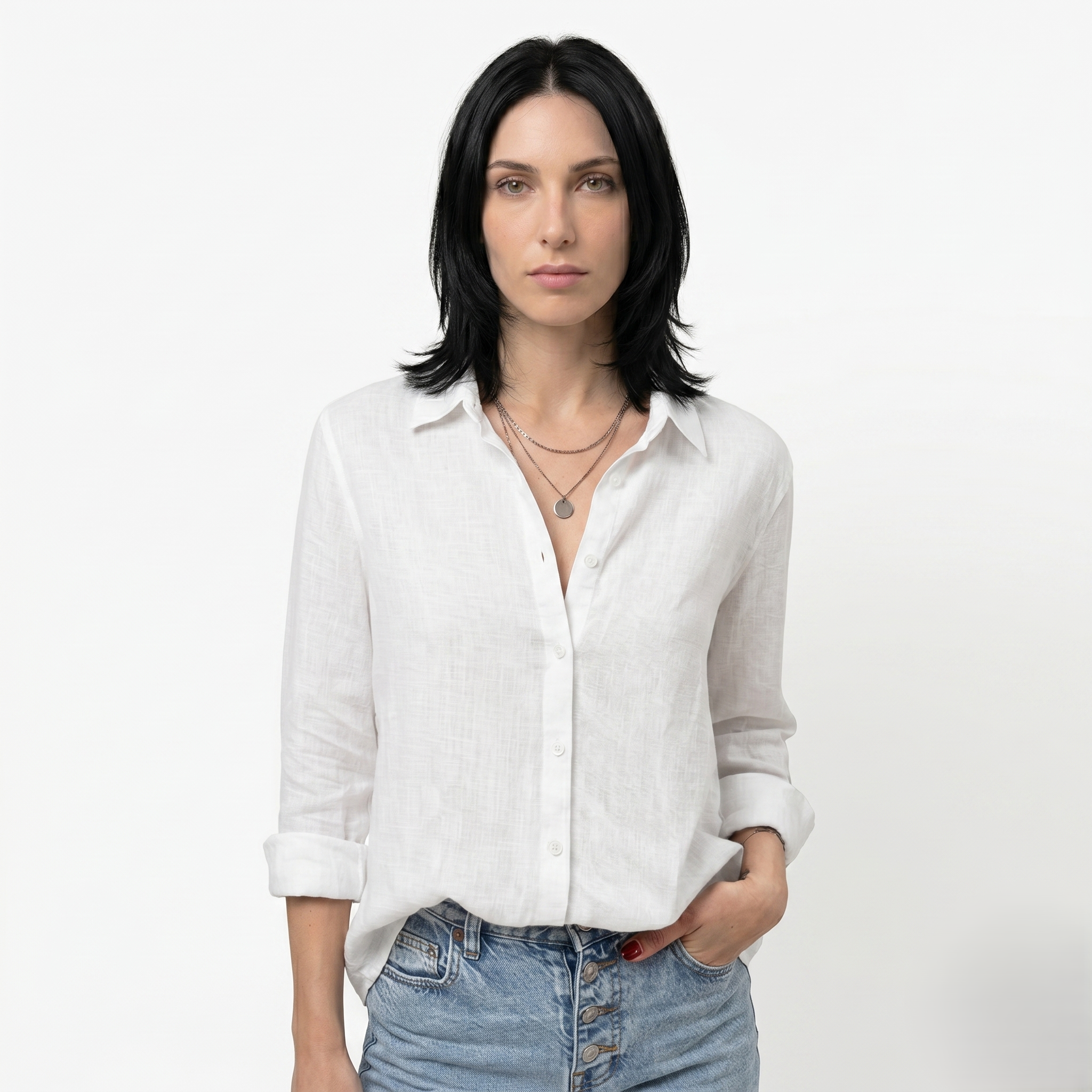 Oldevaine | Women's Button Up Long Sleeve Shirt with Classic Collar