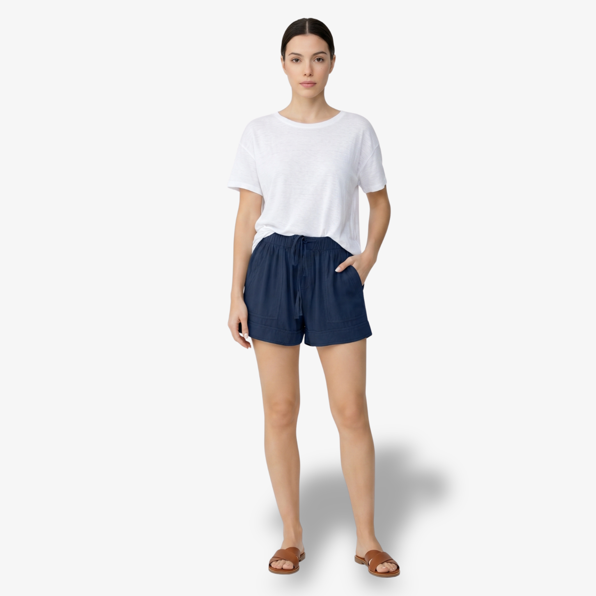 Oldevaine | Women's Drawstring Waist Casual Shorts with Pockets