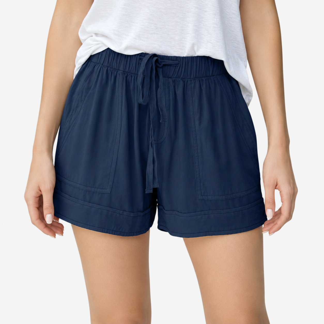 Oldevaine | Women's Drawstring Waist Casual Shorts with Pockets