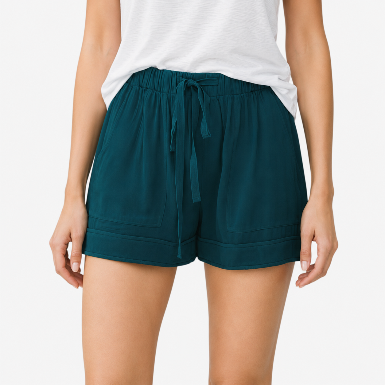 Oldevaine | Women's Drawstring Waist Casual Shorts with Pockets