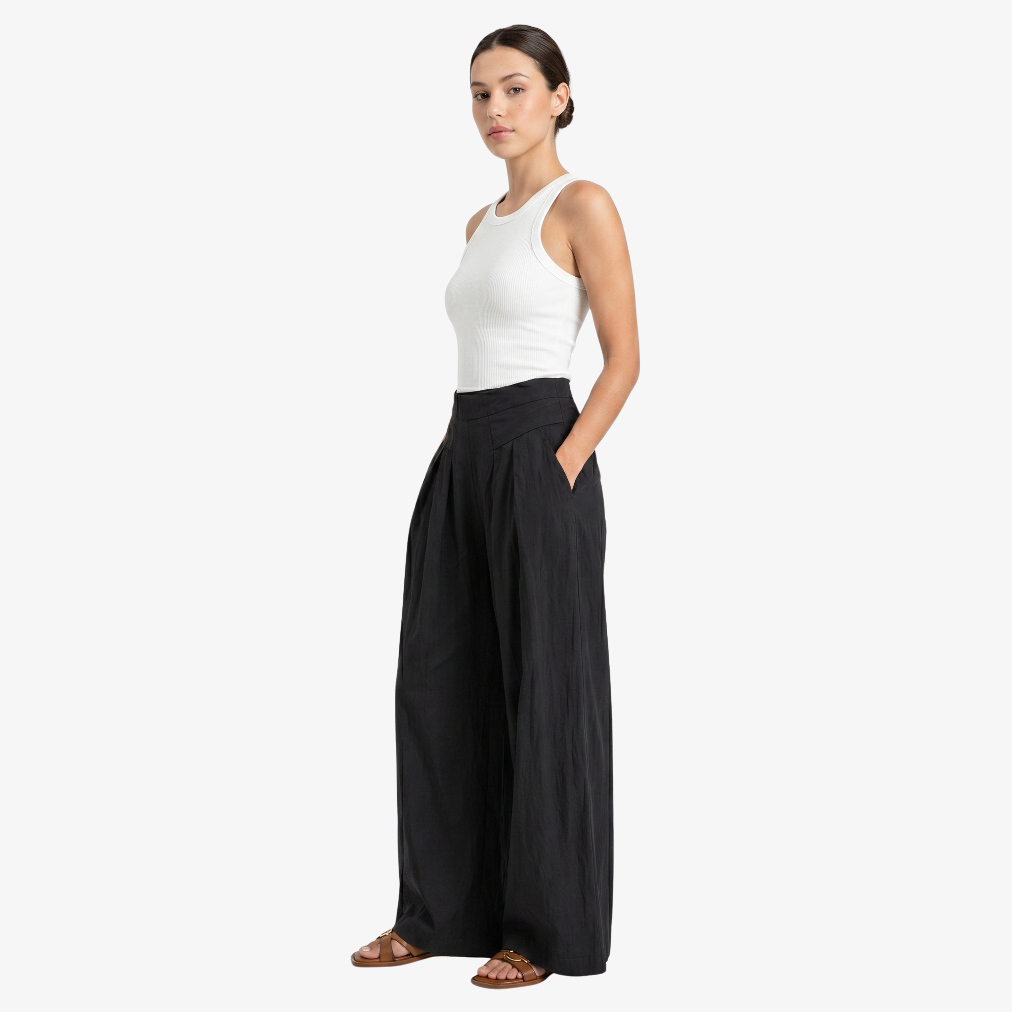 Oldevaine | Women's High Waist Wide Leg Palazzo Trousers
