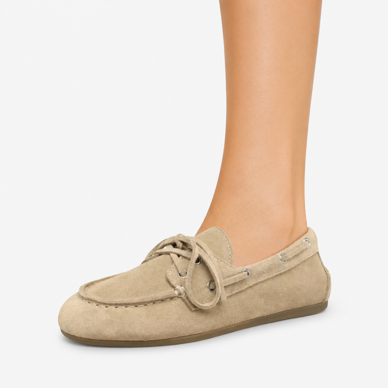 Oldevaine | Women's Leather Boat Shoes Lace Up Casual Loafers