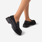 Oldevaine | Women's Leather Platform Loafers Slip On Penny Shoes