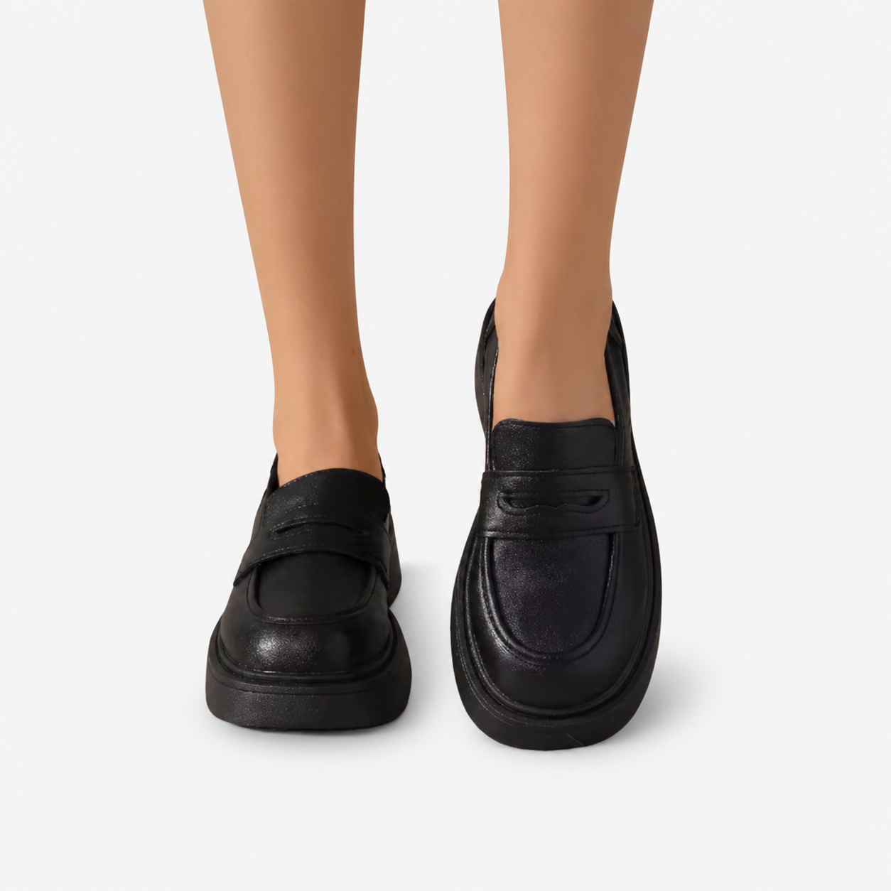 Oldevaine | Women's Leather Platform Loafers Slip On Penny Shoes
