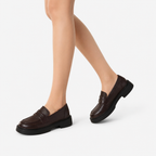 Oldevaine | Women's Leather Platform Loafers Slip On Penny Shoes