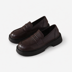 Oldevaine | Women's Leather Platform Loafers Slip On Penny Shoes