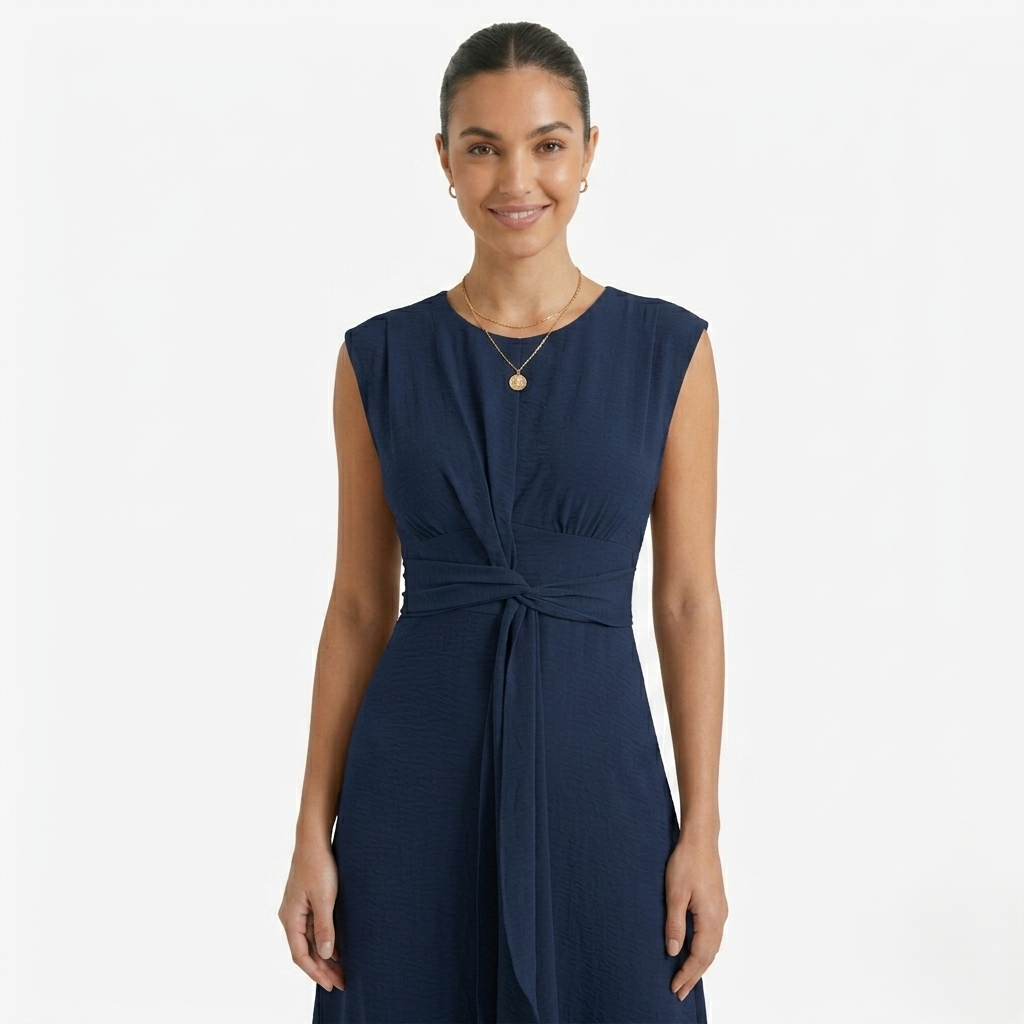 Oldevaine | Women's Sleeveless Tie Waist Midi Dress