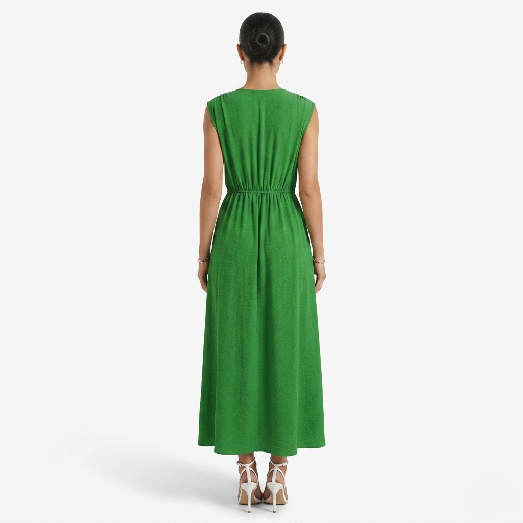 Oldevaine | Women's Sleeveless Tie Waist Midi Dress
