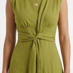 Oldevaine | Women's Sleeveless Tie Waist Midi Dress