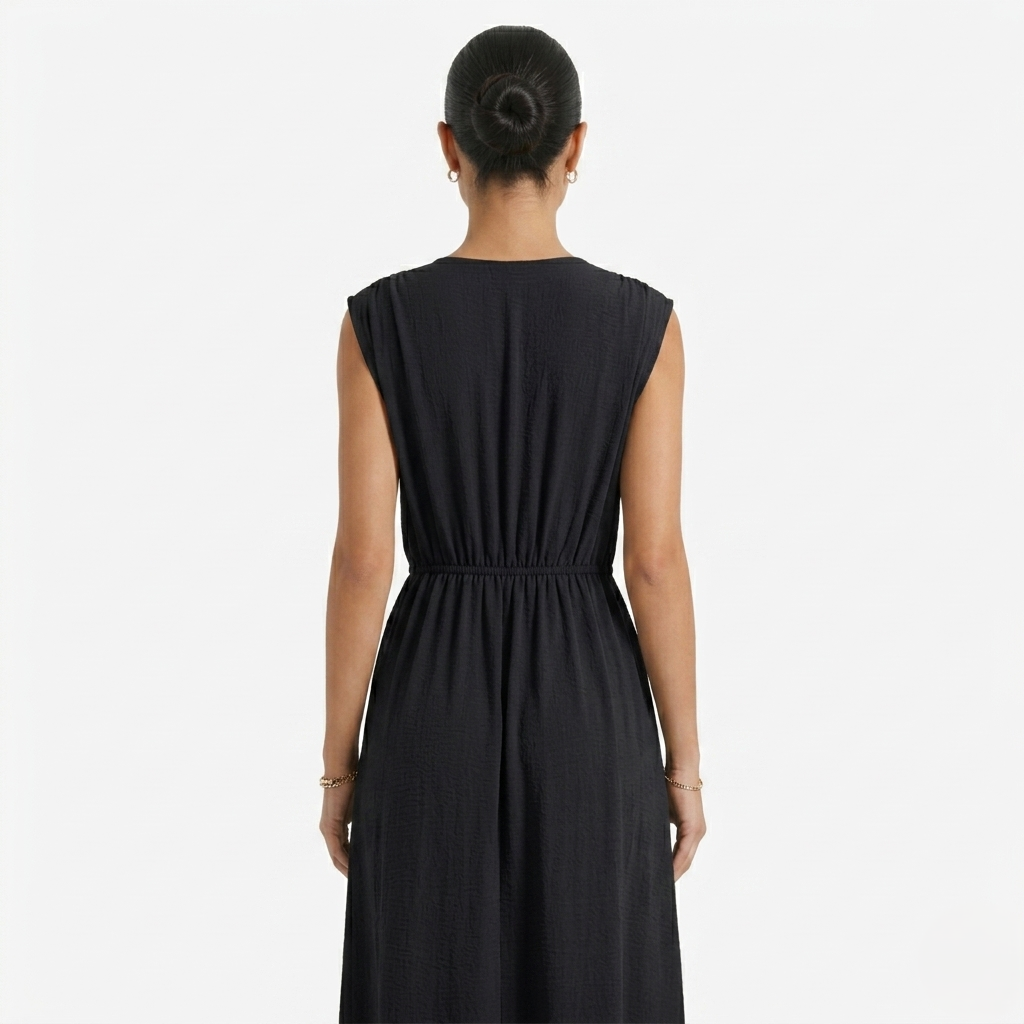 Oldevaine | Women's Sleeveless Tie Waist Midi Dress