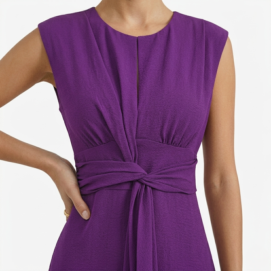 Oldevaine | Women's Sleeveless Tie Waist Midi Dress