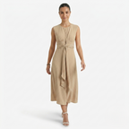 Oldevaine | Women's Sleeveless Tie Waist Midi Dress