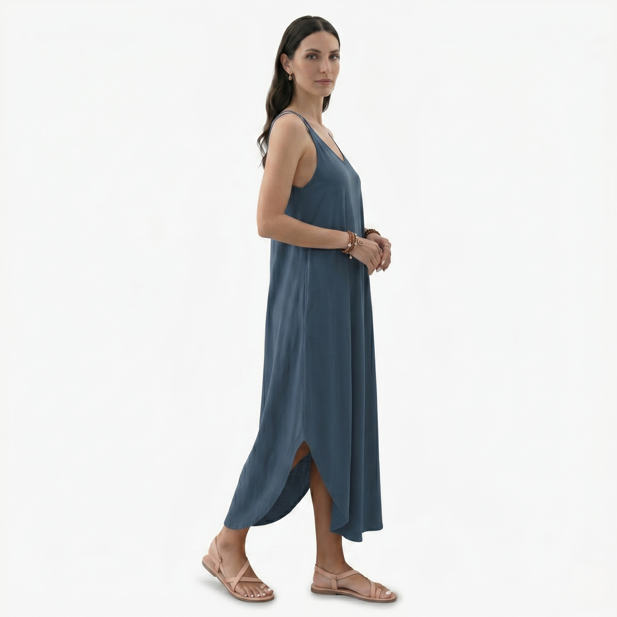 Oldevaine | Women’s Sleeveless V-Neck Cami Maxi Dress Adjustable Straps
