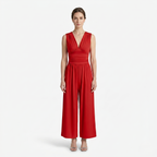 Oldevaine | Women's Sleeveless V Neck Wide Leg Jumpsuit