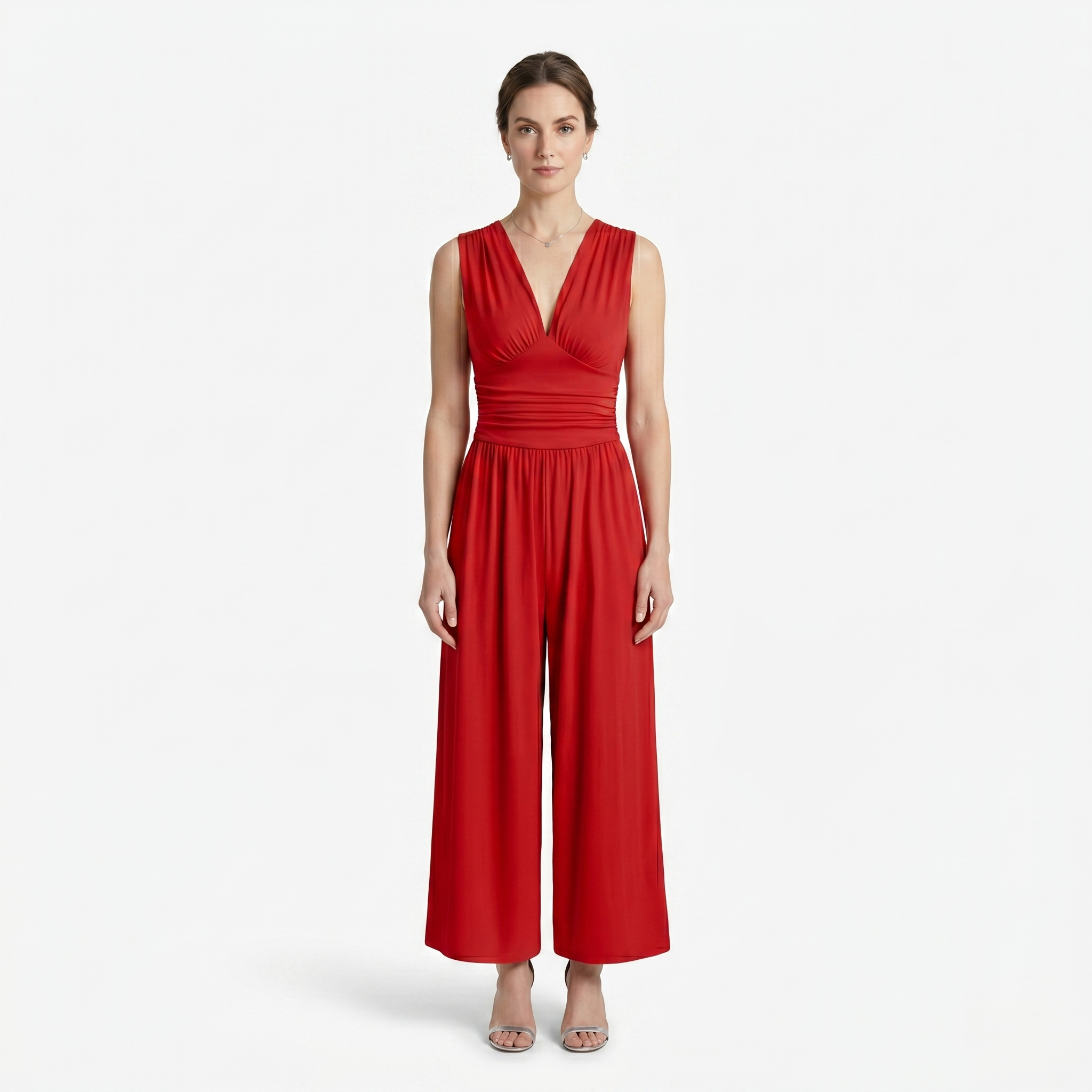 Oldevaine | Women's Sleeveless V Neck Wide Leg Jumpsuit