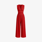 Oldevaine | Women's Sleeveless V Neck Wide Leg Jumpsuit