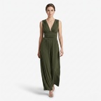 Oldevaine | Women's Sleeveless V Neck Wide Leg Jumpsuit