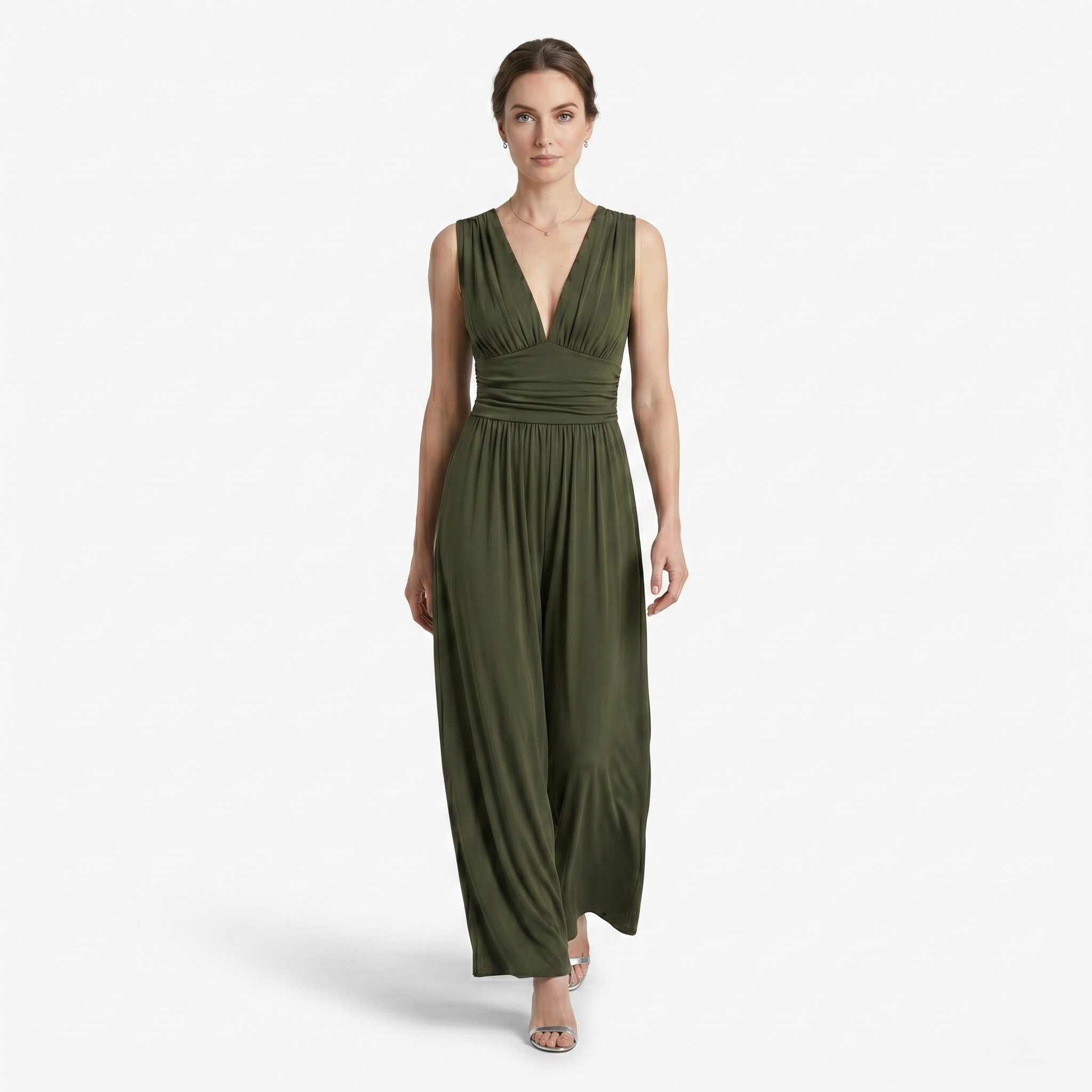 Oldevaine | Women's Sleeveless V Neck Wide Leg Jumpsuit