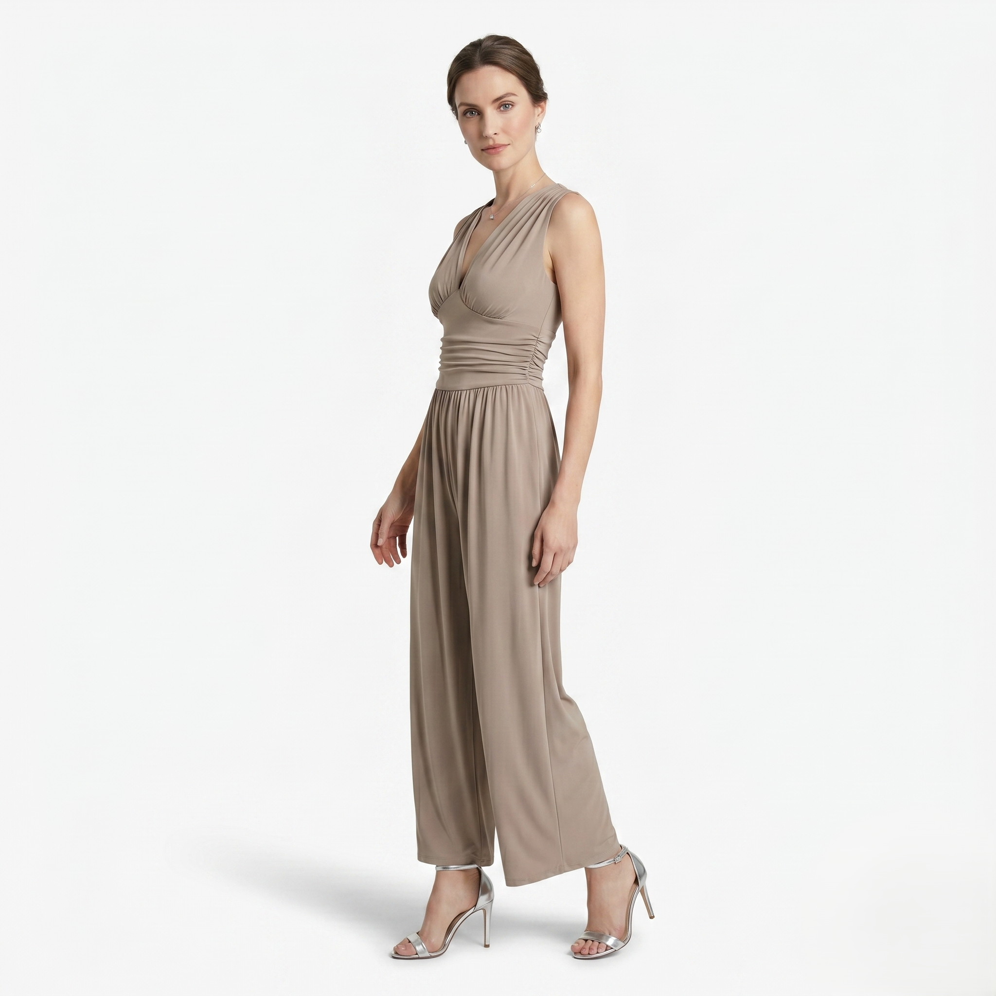 Oldevaine | Women's Sleeveless V Neck Wide Leg Jumpsuit
