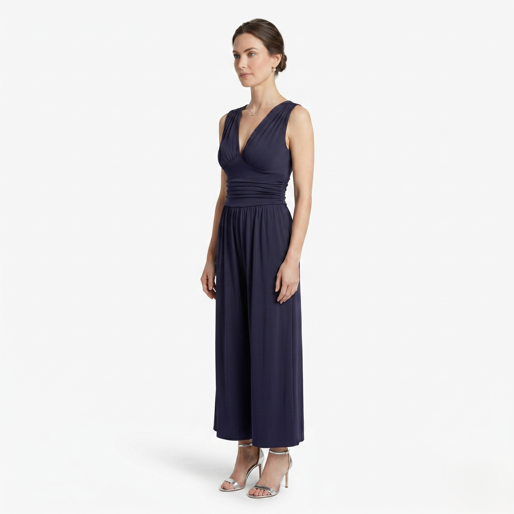 Oldevaine | Women's Sleeveless V Neck Wide Leg Jumpsuit
