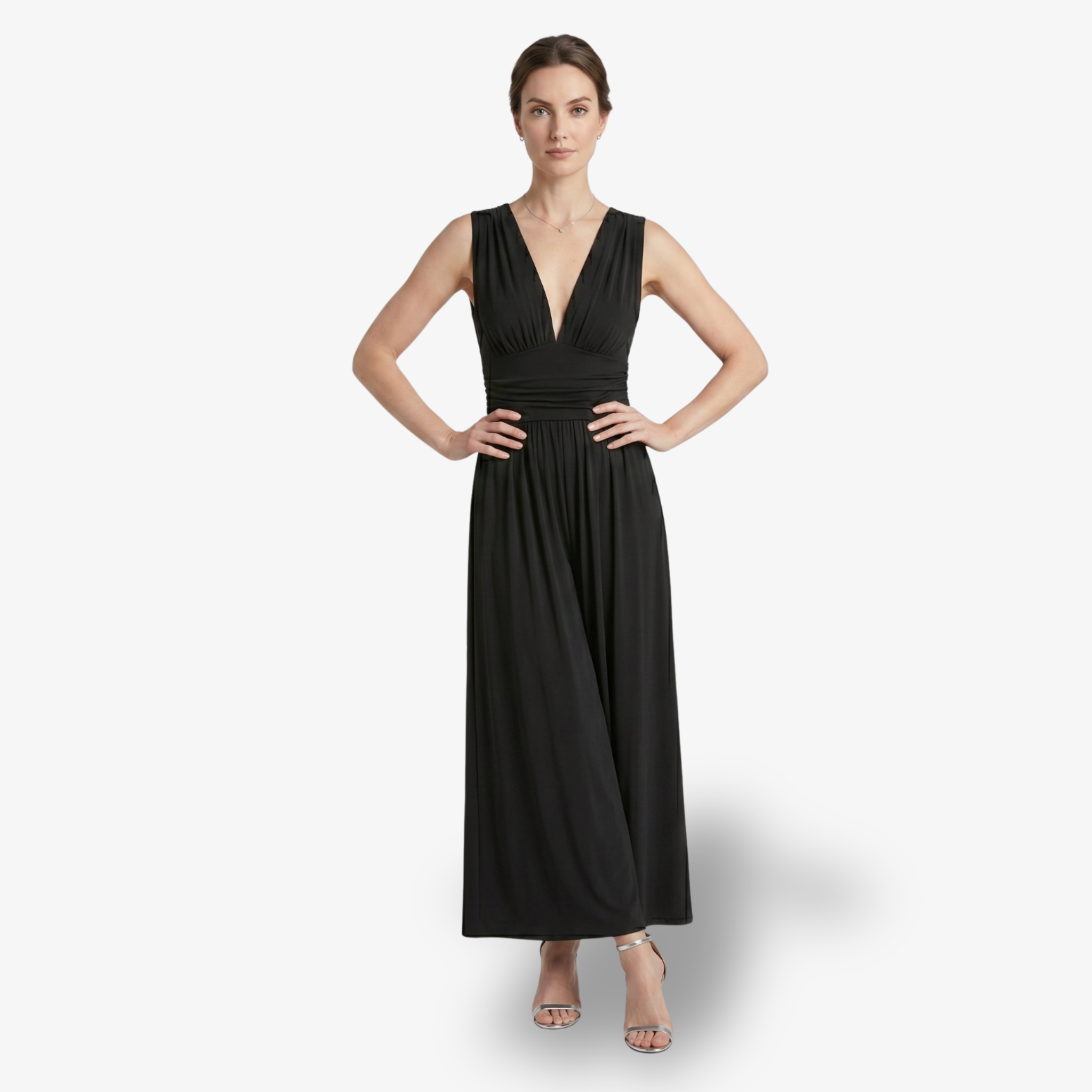 Oldevaine | Women's Sleeveless V Neck Wide Leg Jumpsuit