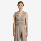Oldevaine | Women's Sleeveless V Neck Wide Leg Jumpsuit