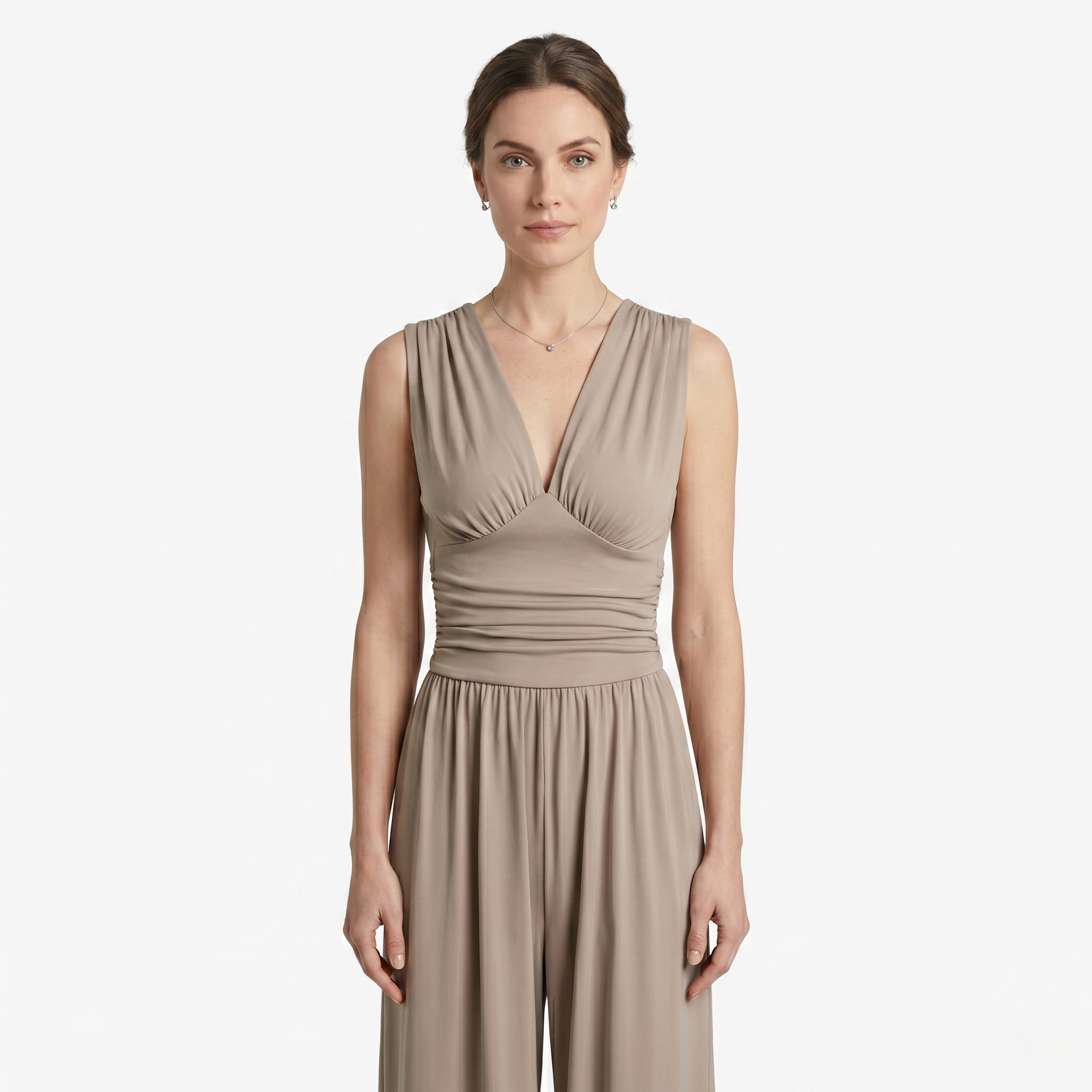 Oldevaine | Women's Sleeveless V Neck Wide Leg Jumpsuit