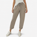 Oldevaine | Women's Striped Elastic Waist Tapered Trousers