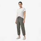 Oldevaine | Women's Striped Elastic Waist Tapered Trousers