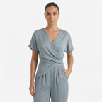 Oldevaine | Two Piece Asymmetrical V-Neck Top and Pants Set
