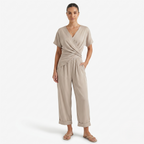 Oldevaine | Two Piece Asymmetrical V-Neck Top and Pants Set