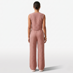 Oldevaine | Women's Two Piece Co Ord Set Wide Leg Trousers Button Front Top