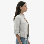 Oldevaine | Women's Zip Up Utility Jacket Stand Collar