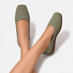 Oldevaine | Women’s Knit Slip-On Square Toe Casual Flat Shoes