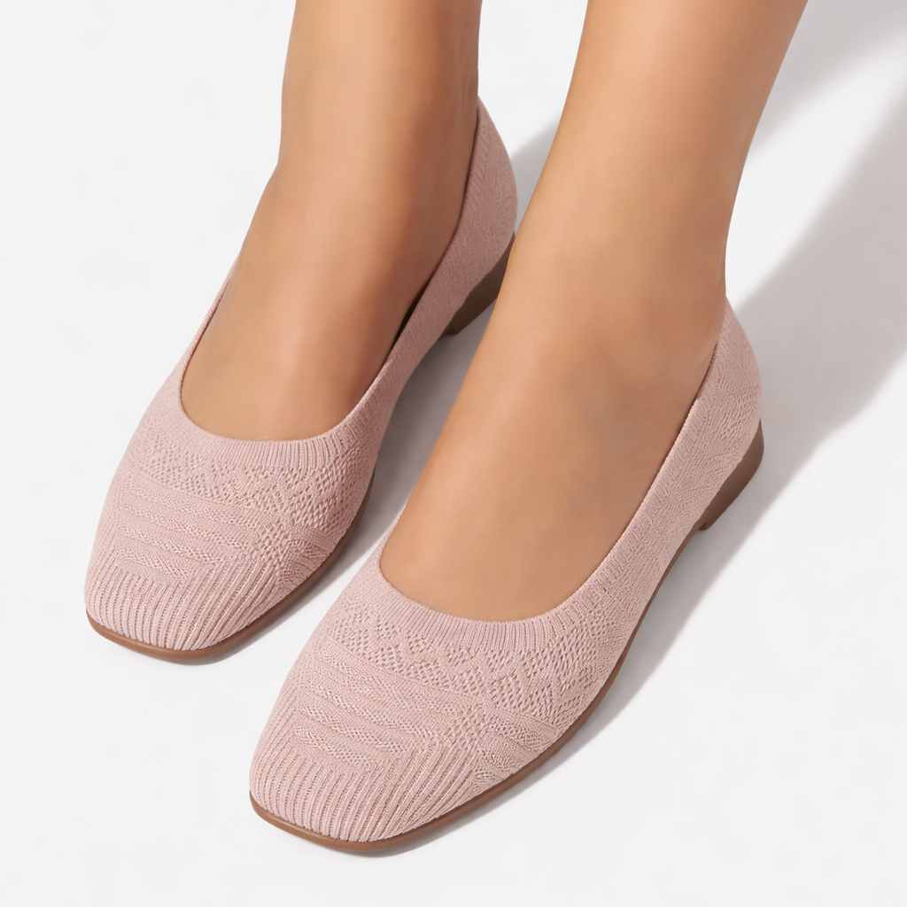 Oldevaine | Women’s Knit Slip-On Square Toe Casual Flat Shoes