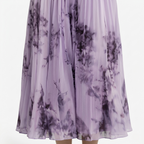 Oldevaine | Pleated Midi Dress V-Neck Sleeveless Floral Print A-Line
