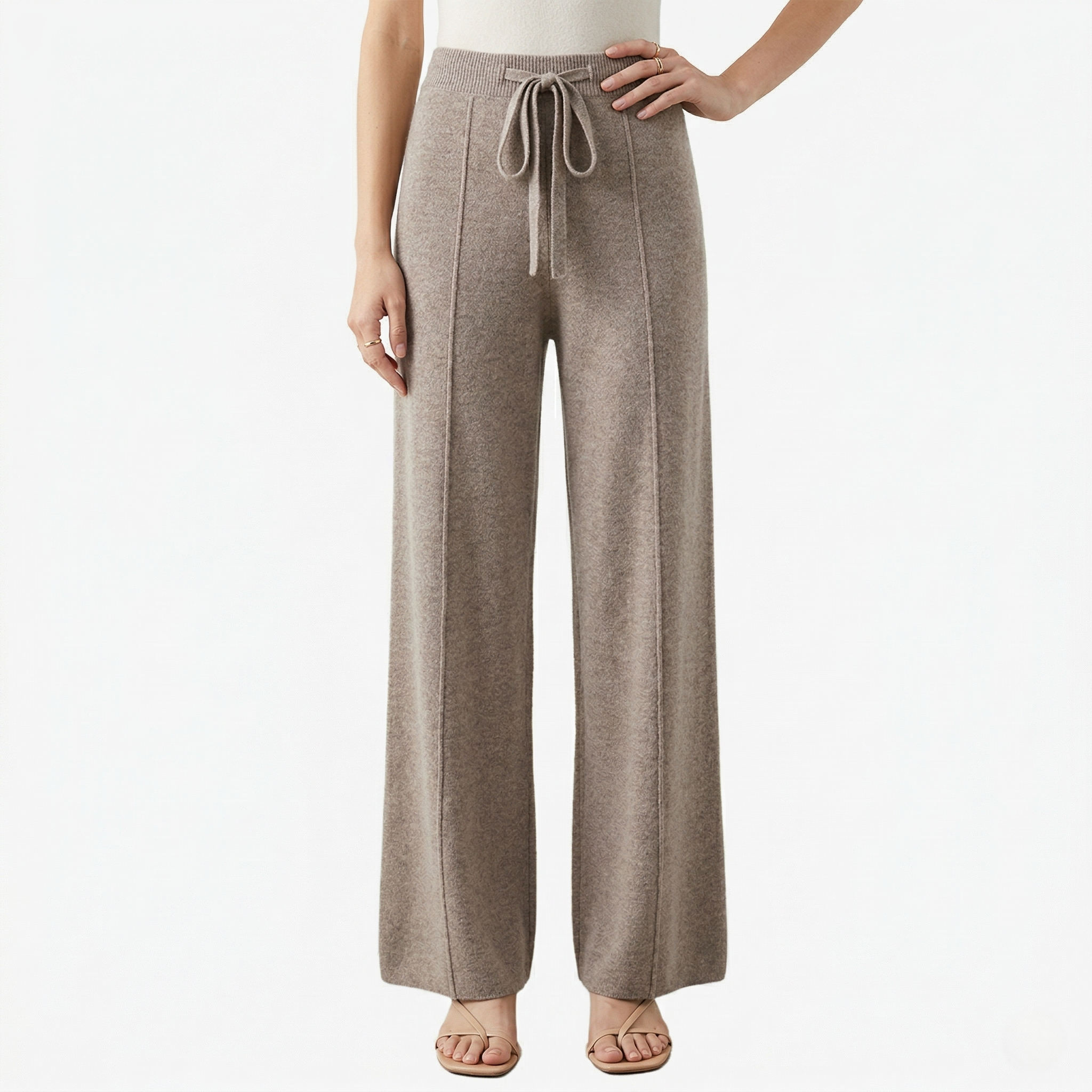 Oldevaine | Knit Wide Leg Trouser High Waist Drawstring