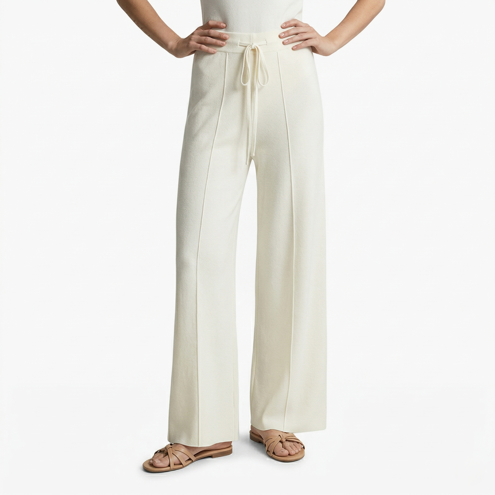 Oldevaine | Knit Wide Leg Trouser High Waist Drawstring