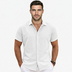 Oldevaine | Men’s Short Sleeve Button-Up Shirt Casual Turn-Down Collar