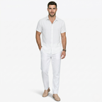 Oldevaine | Men’s Short Sleeve Button-Up Shirt Casual Turn-Down Collar