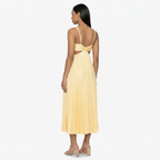 Oldevaine | Pleated Midi Dress V Neck Sleeveless Cut Out Waist