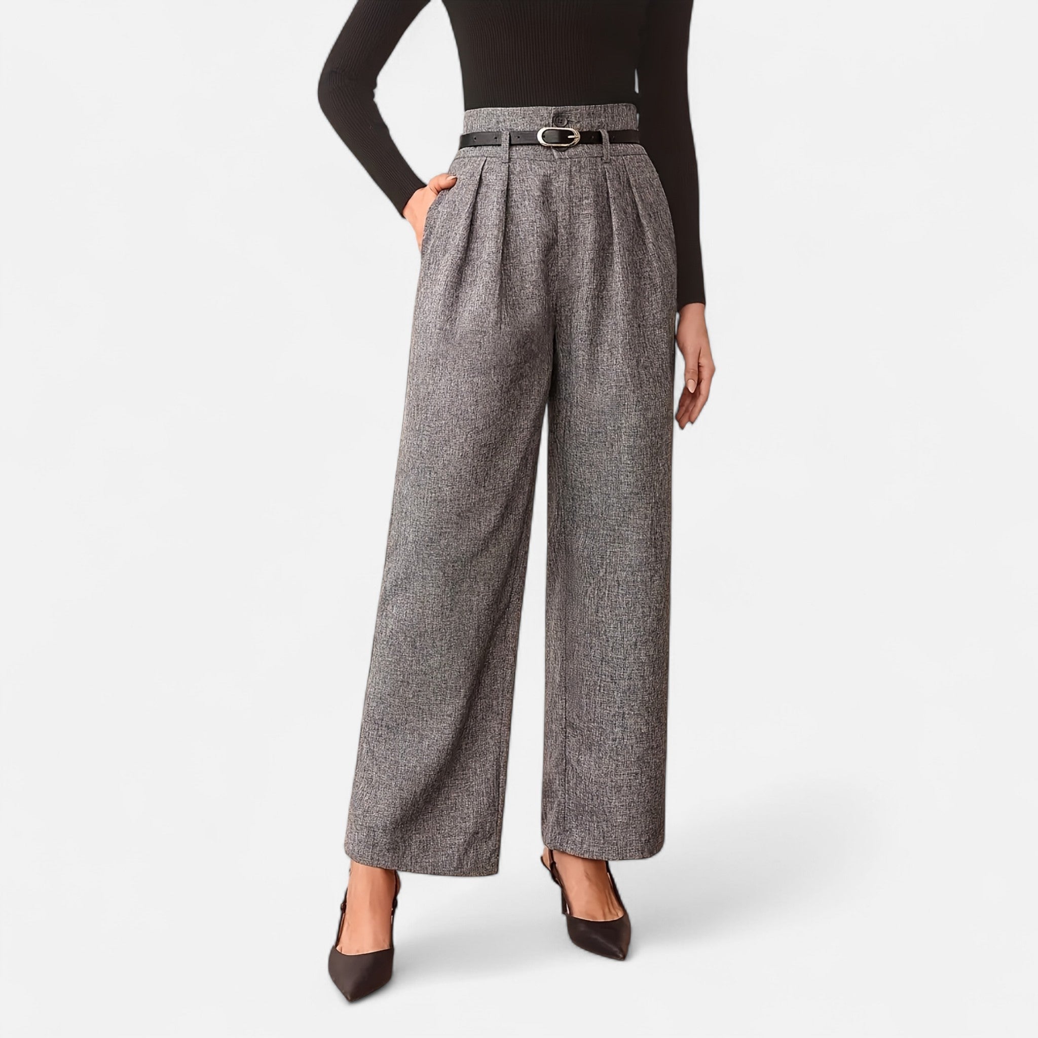 Oldevaine | High-Waisted Grey Pants – Structured Elegance