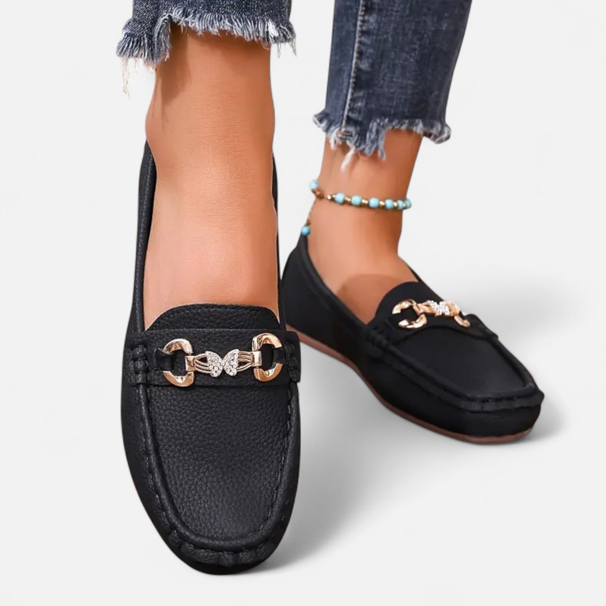 Oldevaine | Women’s Strap Loafers with Rhinestones – Subtle Shine