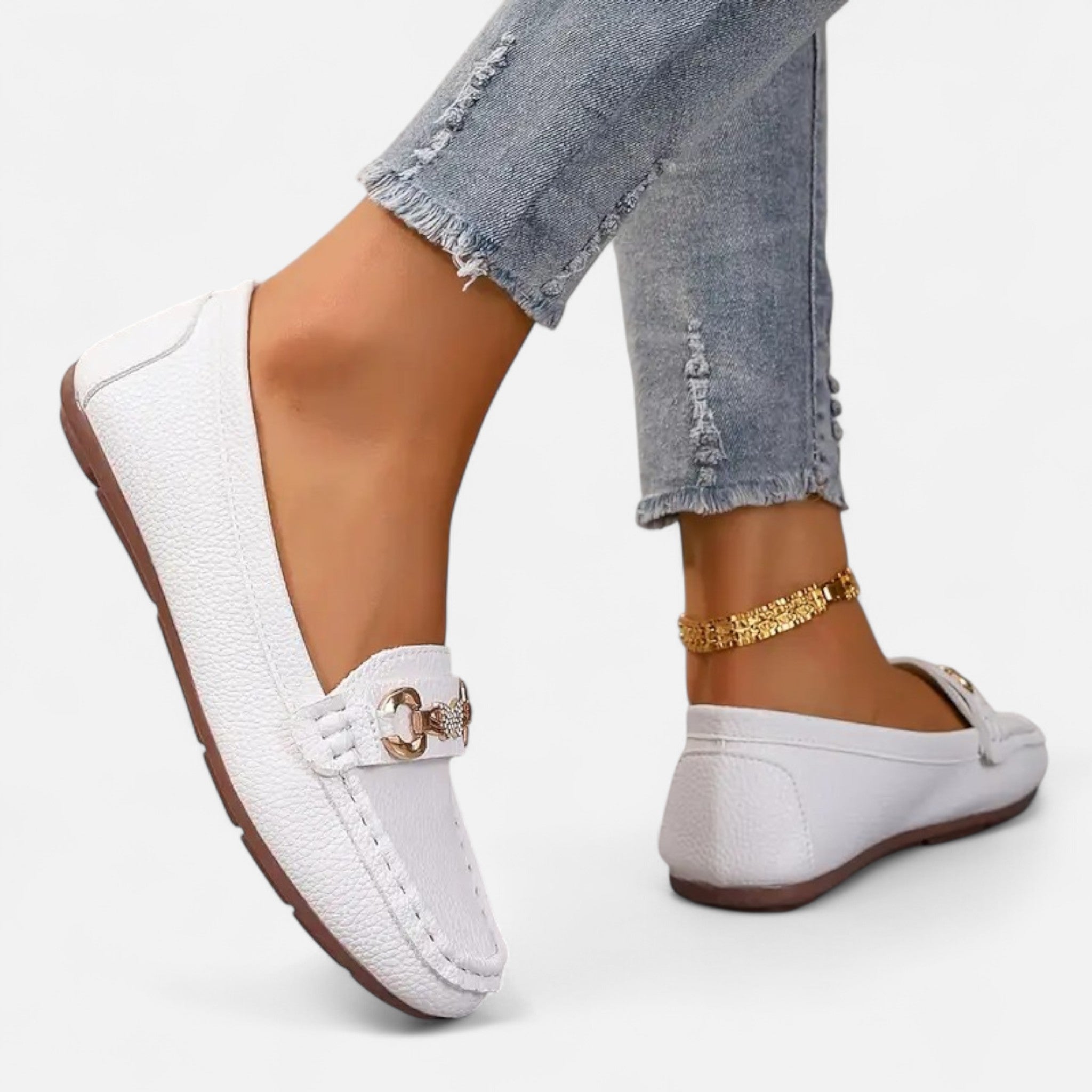 Oldevaine | Women’s Strap Loafers with Rhinestones – Subtle Shine