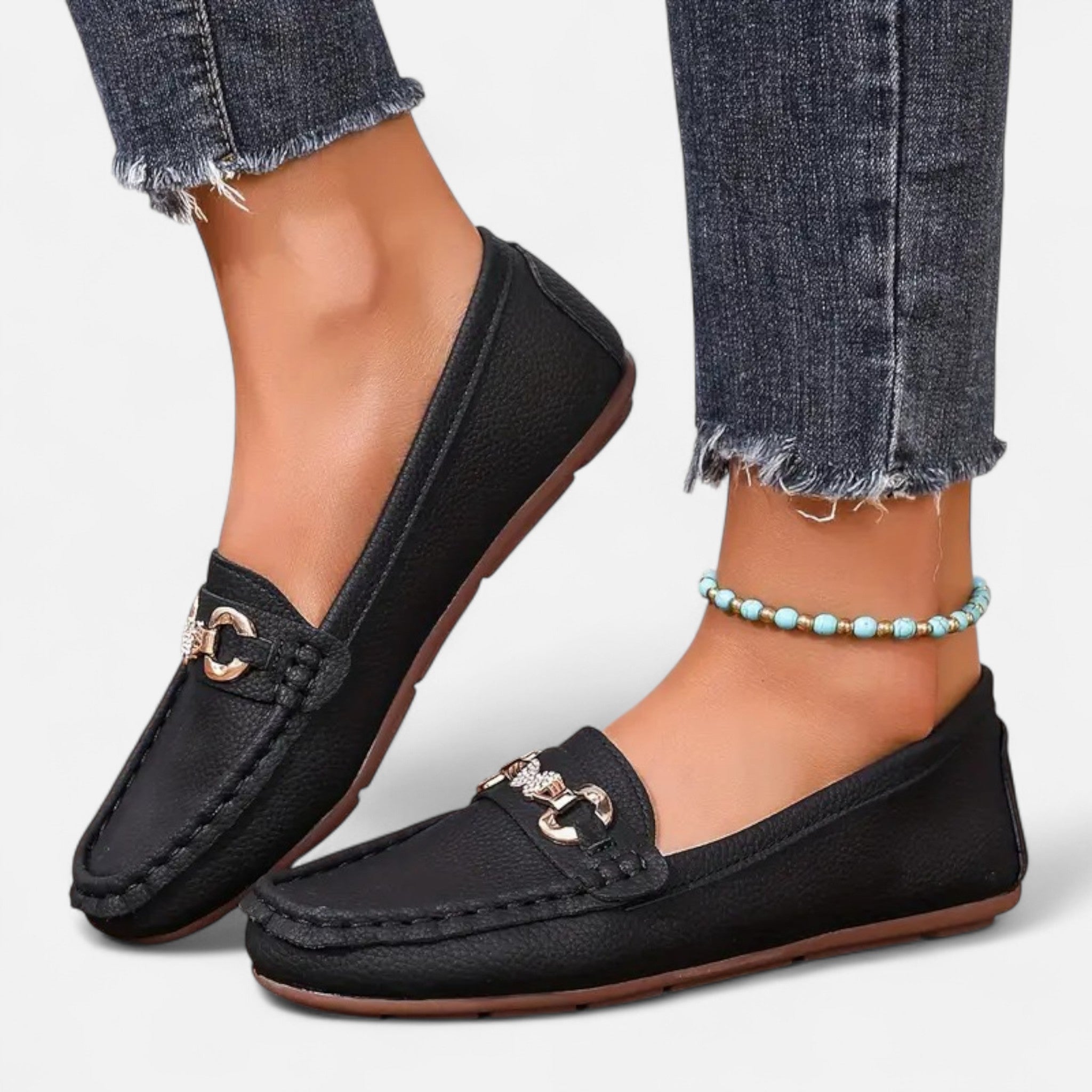 Oldevaine | Women’s Strap Loafers with Rhinestones – Subtle Shine
