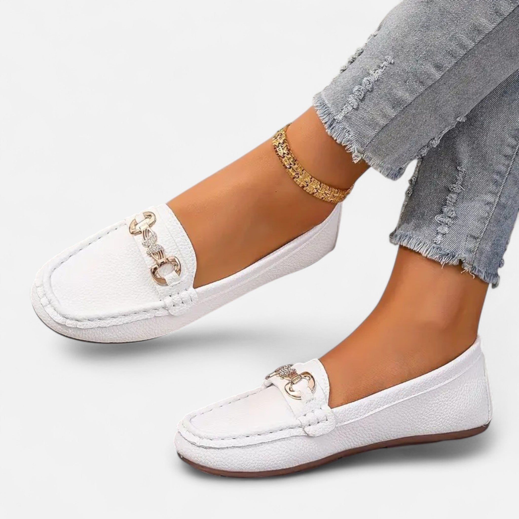 Oldevaine | Women’s Strap Loafers with Rhinestones – Subtle Shine