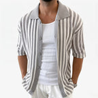 Oldevaine | Men's Cotton Striped Polo Shirt Knitted - optimize
