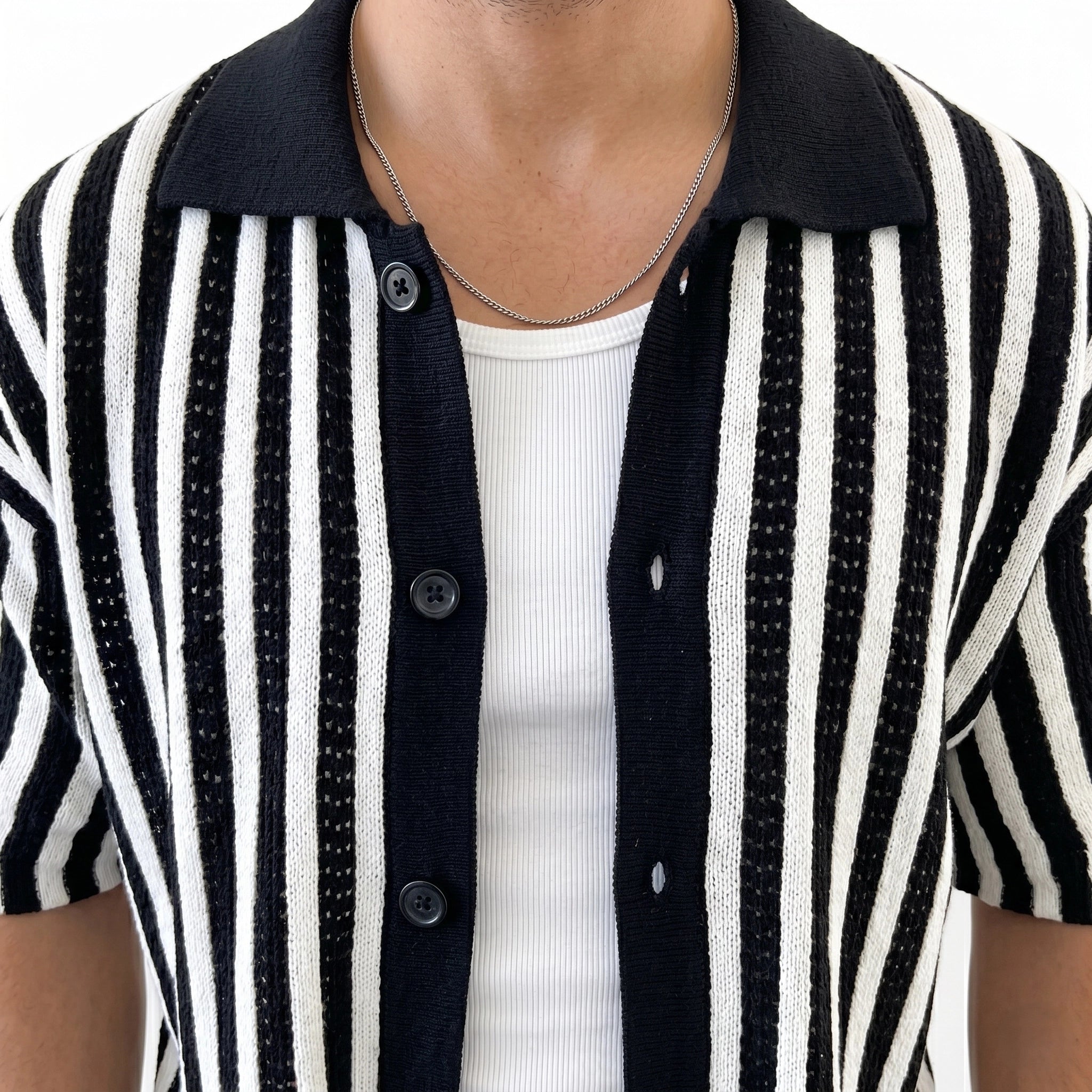 Oldevaine | Men's Cotton Striped Polo Shirt Knitted - optimize