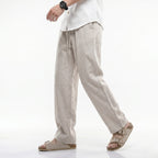 Oldevaine | Men's Linen Straight Leg Casual Trousers - optimize