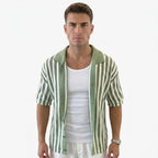 Oldevaine | Men's Cotton Striped Polo Shirt Knitted - optimize